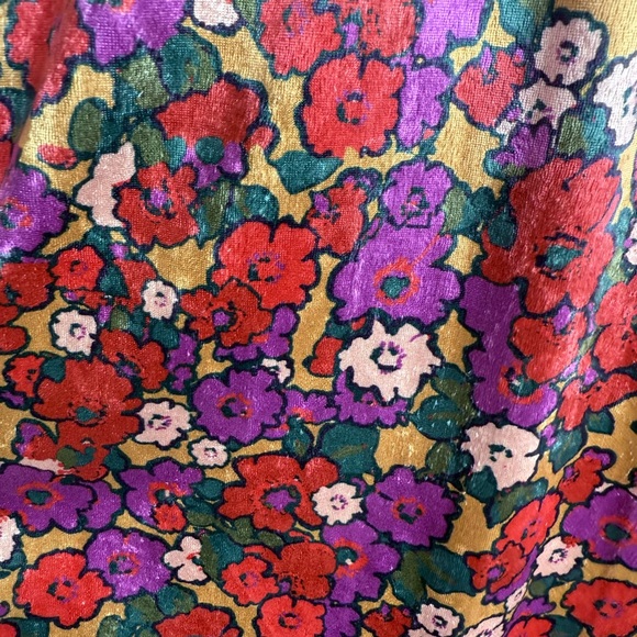 Free People Giselle Velvet Billowy Wide Leg Jumpsuit Deep V Neck Floral Print S - Picture 8 of 16